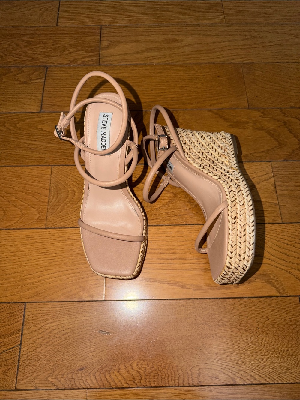 Steve Madden Blush Tan Woven Platform Wedge Sandals